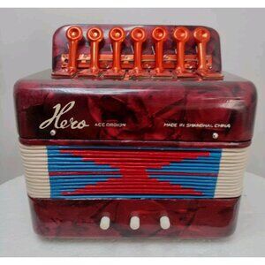Vintage HERO Accordion.  UC 102 Red With Box See Picture Nos